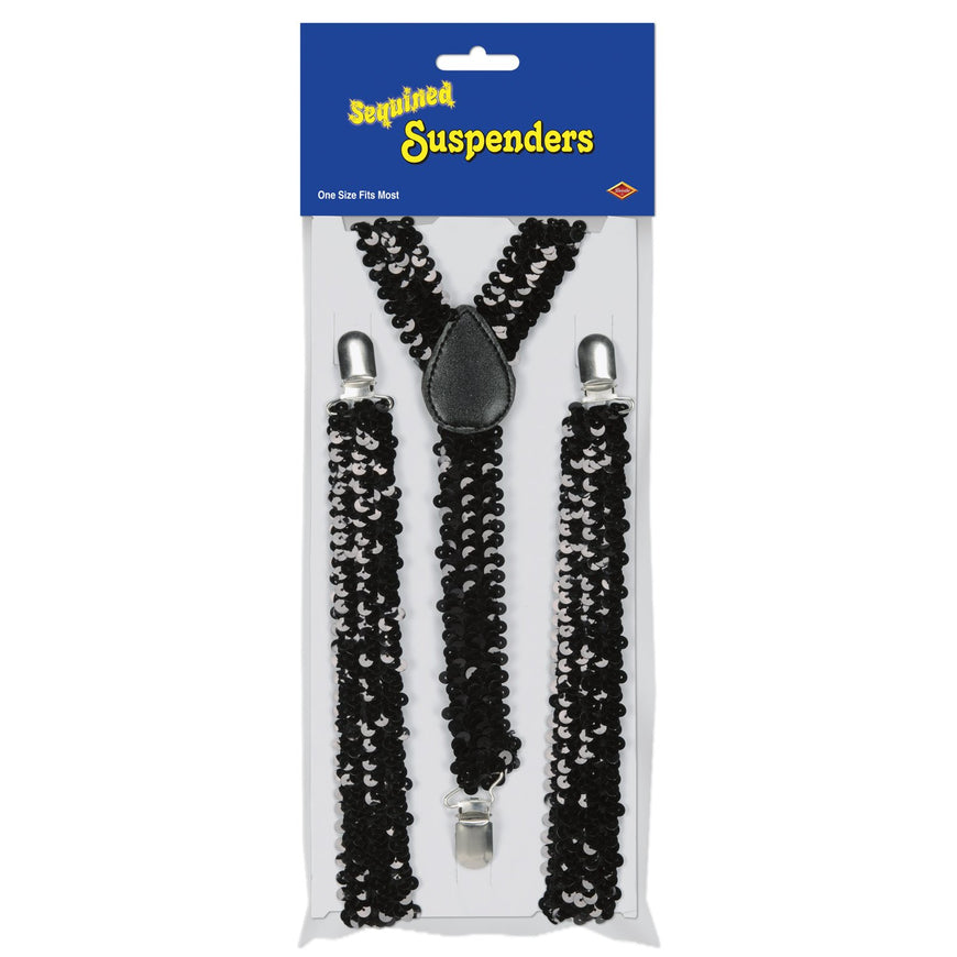 Black Sequined Suspenders Each - Party Savers
