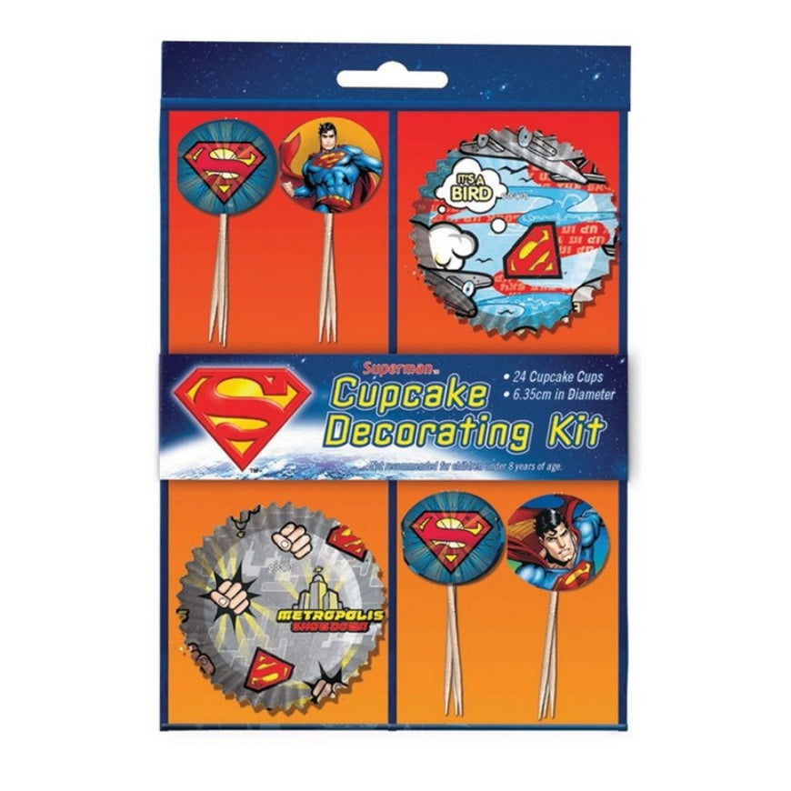 Superman Cupcake Decorating Kit 48pk - Party Savers