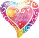 Watercolor Birthday Self Sealing Foil Balloon 45cm - Party Savers
