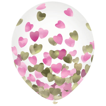Hearts Confetti Latex Balloon 30cm 6Pk - Party Savers