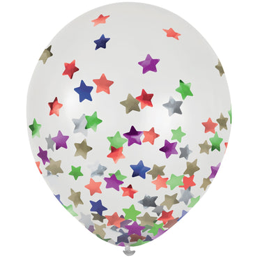 Star Confetti Latex Balloons 30cm 6pk - Party Savers