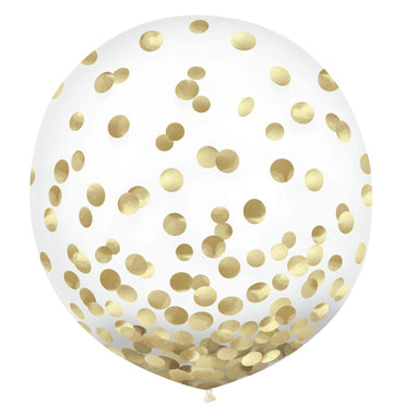 Gold Confetti Latex Balloons 60cm 2pk - Party Savers