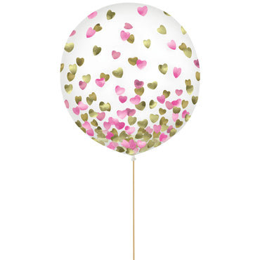 Confetti Hearts Latex Balloons 60cm 2pk