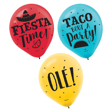 Fiesta Assorted Latex Balloons 30cm 15pk - Party Savers