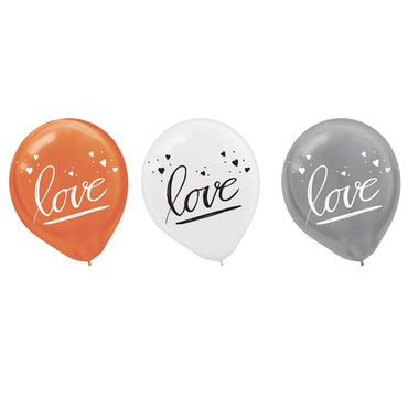 Navy Bride Latex love Balloons Assorted Colours 30cm 15pk - Party Savers