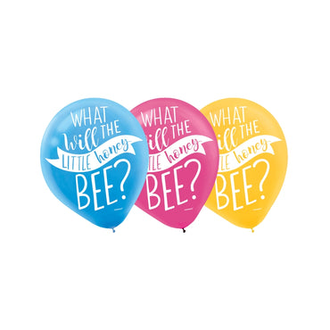 What will it Bee? Latex Balloons Assorted Colours 30cm 15pk - Party Savers