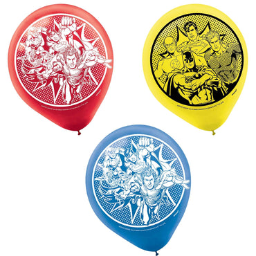 Justice League Heroes Unite Latex Balloons 30cm 6pk