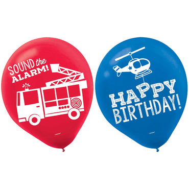 First Responders Happy Birthday Latex Balloons 30cm 6pk