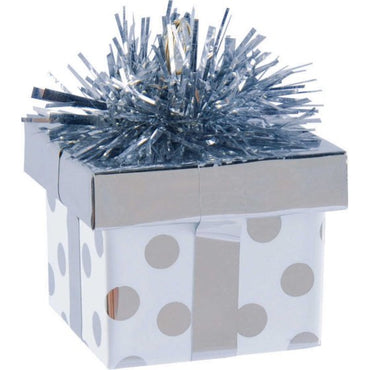 Silver Dots Gift Package Balloon Weight 5.6cm x 4.5cm  Each