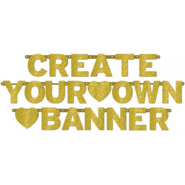 Gold Glitter Customisable Letter Banner - Party Savers
