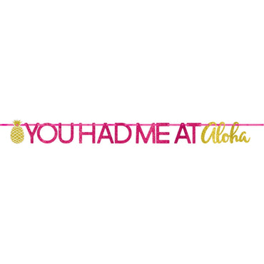 You Had Me At Aloha Glittered Cardboard Letter Banner - Party Savers