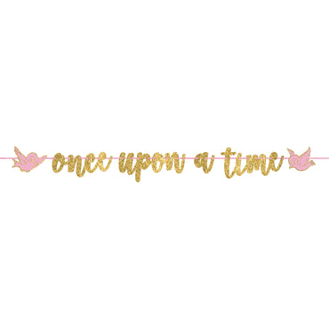 Disney Princess Once Upon A Time Glittered Ribbon Letter Banner 20cm x 3.65m Each - Party Savers
