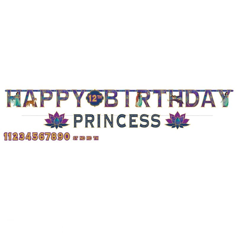 Aladdin Happy Birthday Jumbo Add An Age Letter Banner - Party Savers