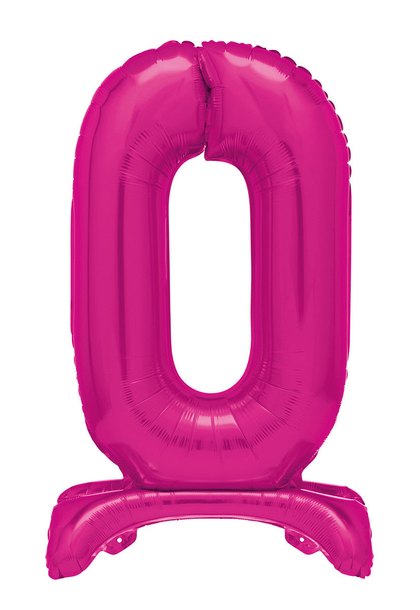 Number 0 Bright Pink Giant Standing Air Filled Foil Balloon 76.2cm Each