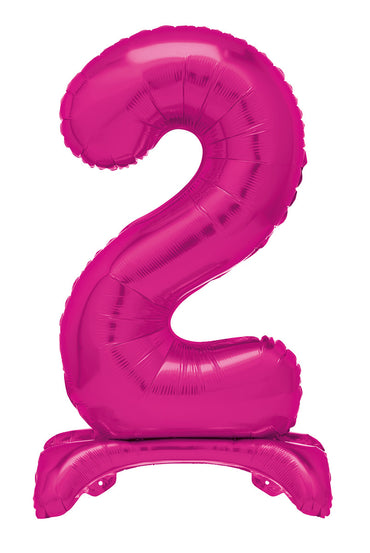 Number 2 Bright Pink Giant Standing Air Filled Foil Balloon 76.2cm Each