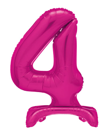 Number 4 Bright Pink Giant Standing Air Filled Foil Balloon 76.2cm Each
