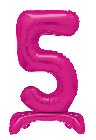 Number 5 Bright Pink Giant Standing Air Filled Foil Balloon 76.2cm Each