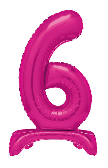 Number 6 Bright Pink Giant Standing Air Filled Foil Balloon 76.2cm Each