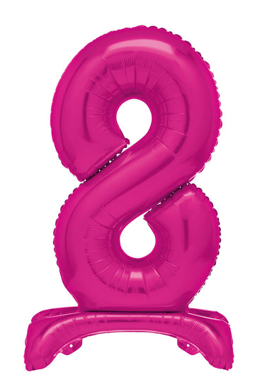Number 8 Bright Pink Giant Standing Air Filled Foil Balloon 76.2cm Each