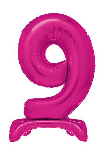 Number 9 Bright Pink Giant Standing Air Filled Foil Balloon 76.2cm Each