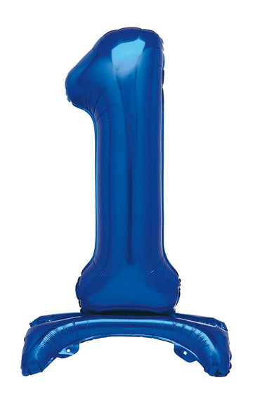 Number 1 Royal Blue Giant Standing Air Filled Foil Balloon 76.2cm Each