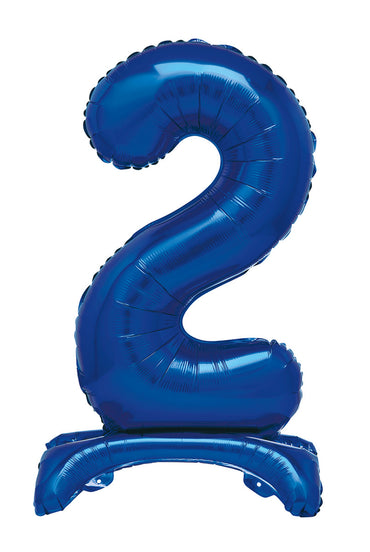 Number 2 Royal Blue Giant Standing Air Filled Foil Balloon 76.2cm Each