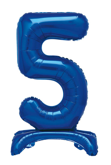 Number 5 Royal Blue Giant Standing Air Filled Foil Balloon 76.2cm Each