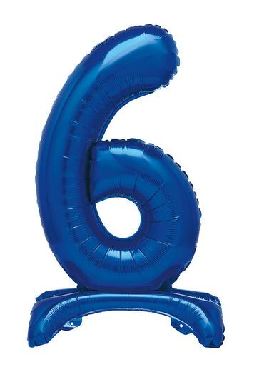 Number 6 Royal Blue Giant Standing Air Filled Foil Balloon 76.2cm Each