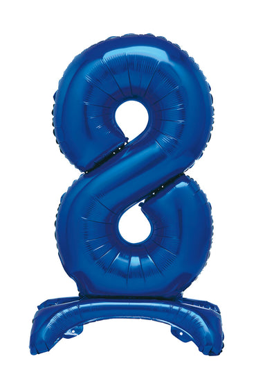 Number 8 Royal Blue Giant Standing Air Filled Foil Balloon 76.2cm Each