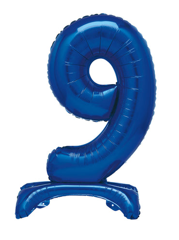Number 9 Royal Blue Giant Standing Air Filled Foil Balloon 76.2cm Each