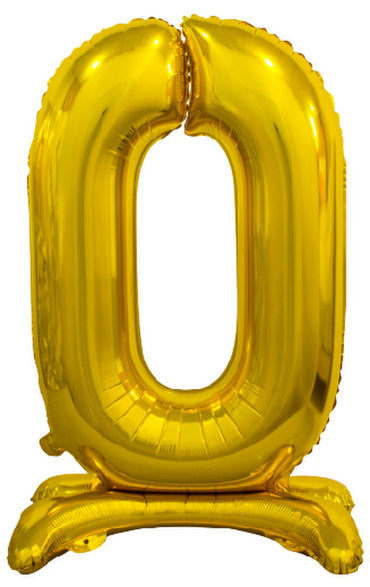 Number 0 Gold Giant Standing Air Filled Foil Balloon 76.2cm Each