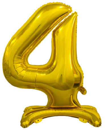 Number 4 Gold Giant Standing Air Filled Foil Balloon 76.2cm Each