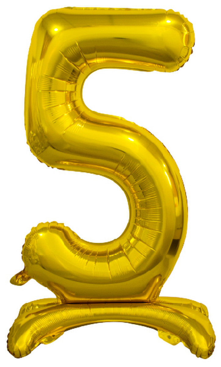 Number 5 Gold Giant Standing Air Filled Foil Balloon 76.2cm Each