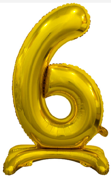 Number 6 Gold Giant Standing Air Filled Foil Balloon 76.2cm Each