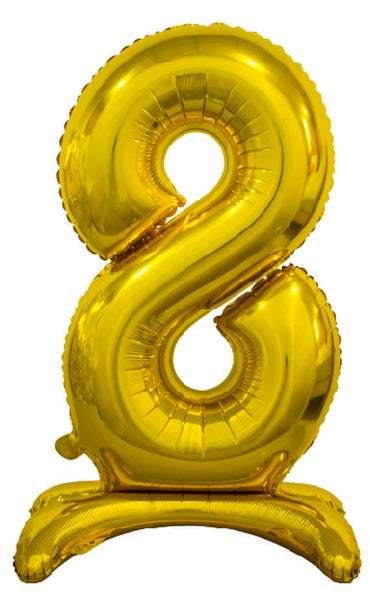 Number 8 Gold Giant Standing Air Filled Foil Balloon 76.2cm Each