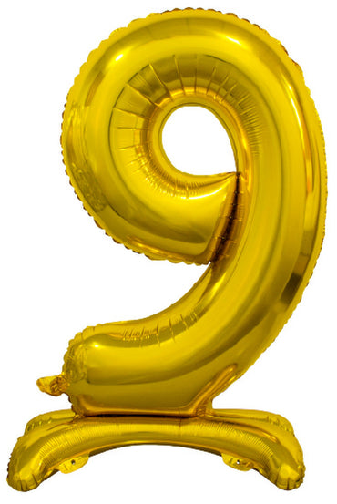 Number 9 Gold Giant Standing Air Filled Foil Balloon 76.2cm Each