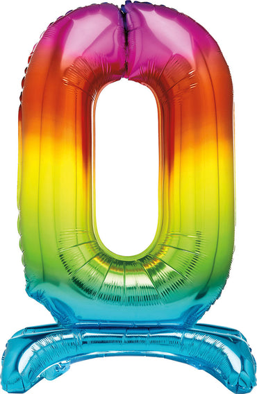 Number 0 Rainbow Giant Standing Air Filled Foil Balloon 76.2cm Each