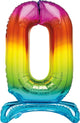 Number 0 Rainbow Giant Standing Air Filled Foil Balloon 76.2cm Each