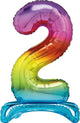Number 2 Rainbow Giant Standing Air Filled Foil Balloon 76.2cm Each