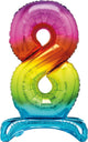 Number 8 Rainbow Giant Standing Air Filled Foil Balloon 76.2cm Each