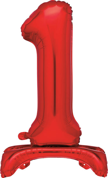 Number 1 Red Giant Standing Air Filled Foil Balloon 76.2cm Each