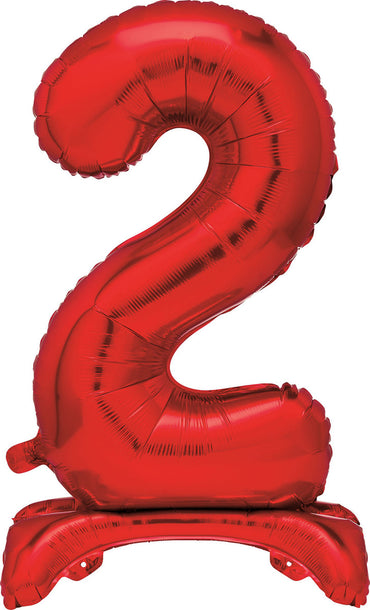 Number 2 Red Giant Standing Air Filled Foil Balloon 76.2cm Each