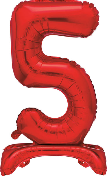 Number 5 Red Giant Standing Air Filled Foil Balloon 76.2cm Each