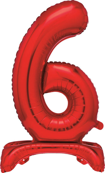 Number 6 Red Giant Standing Air Filled Foil Balloon 76.2cm Each