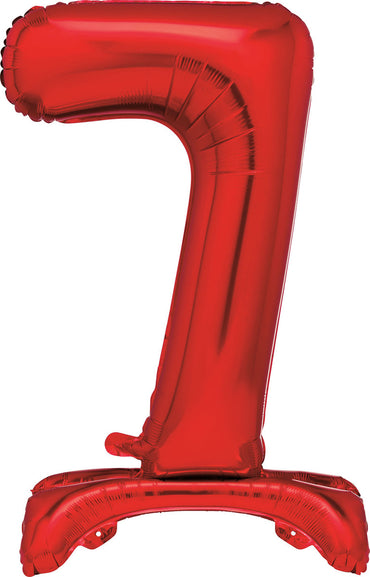 Number 7 Red Giant Standing Air Filled Foil Balloon 76.2cm Each