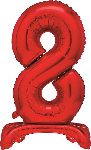 Number 8 Red Giant Standing Air Filled Foil Balloon 76.2cm Each