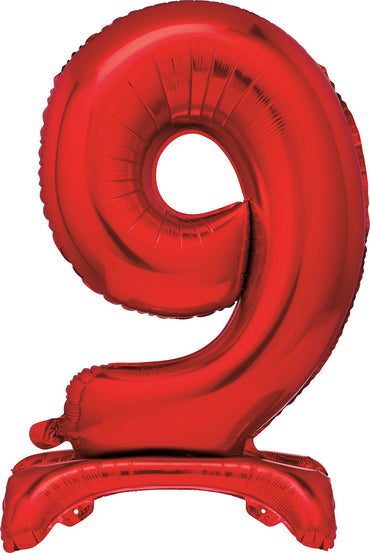 Number 9 Red Giant Standing Air Filled Foil Balloon 76.2cm Each