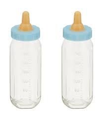 Blue Baby Mini Bottles 13cm 2pk - Party Savers