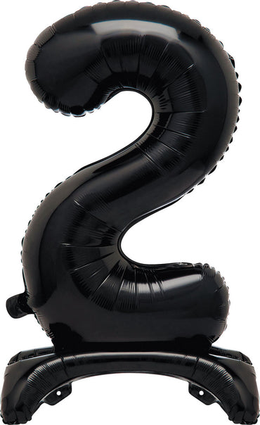 Number 2 Black Giant Standing Air Filled Foil Balloon 76.2cm Each