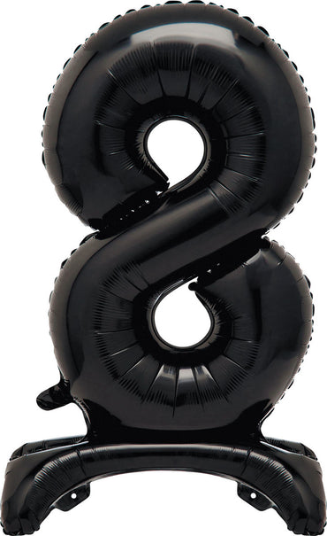 Number 8 Black Giant Standing Air Filled Foil Balloon 76.2cm Each
